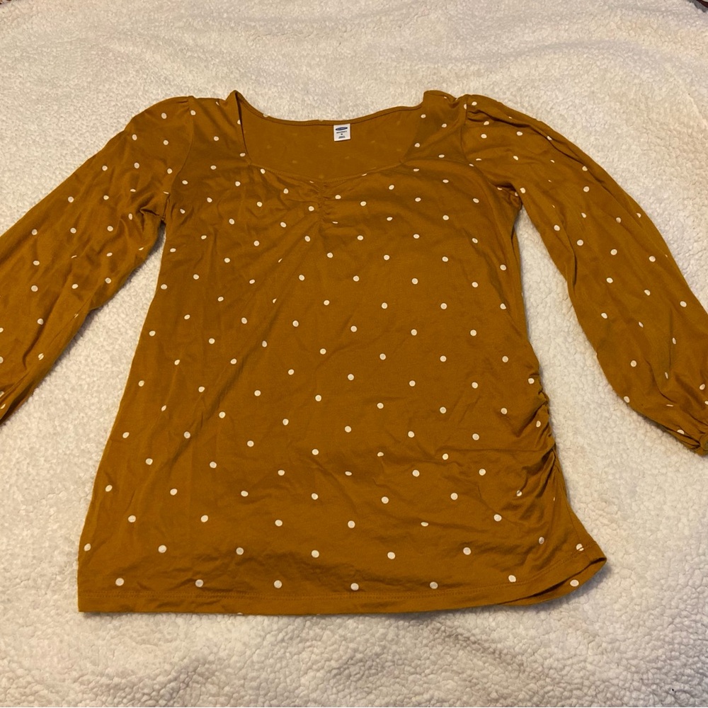 Old Navy Women's Maternity mustard coloredPolka Dot Blouse
